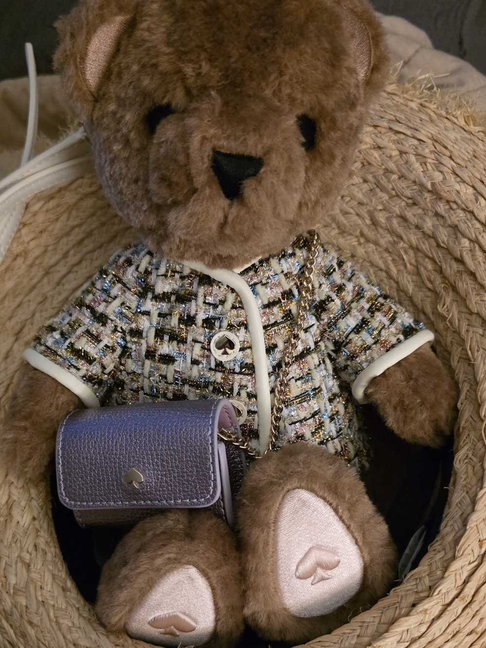 kate spade Teddy Bear Crossbody Bag in Brown with Pink Accents - Picture 12 of 14